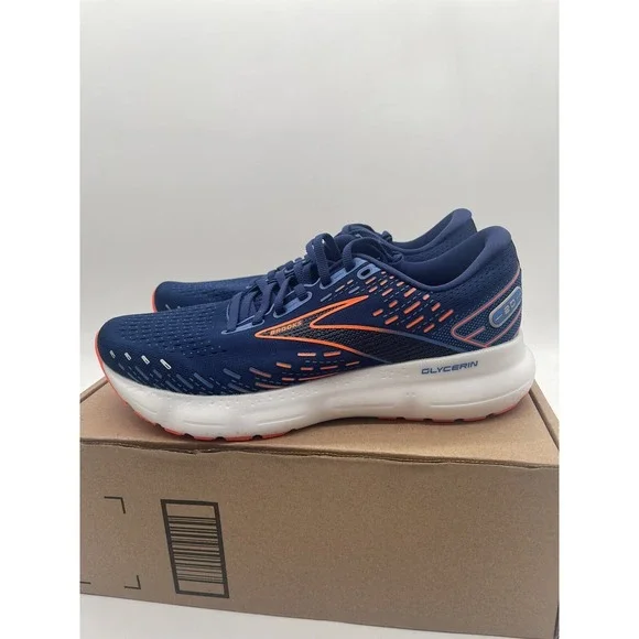 Tried On Brooks Glycerin 20 Men's Blue Orange Running Shoes Size 9.5 D - Picture 9 of 13